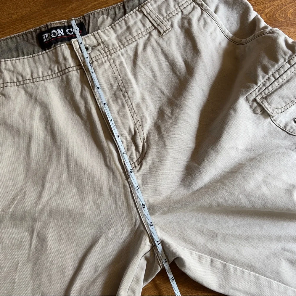 IRON CO. Mens Khaki Beige Canvas 100% Cotton Cargo Utility Shorts size 38
